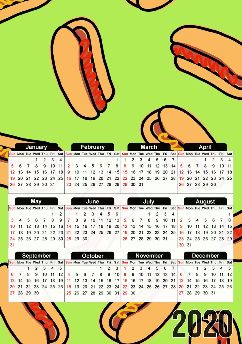 Hot Dog pattern für A3 Fotokalender 30x43cm