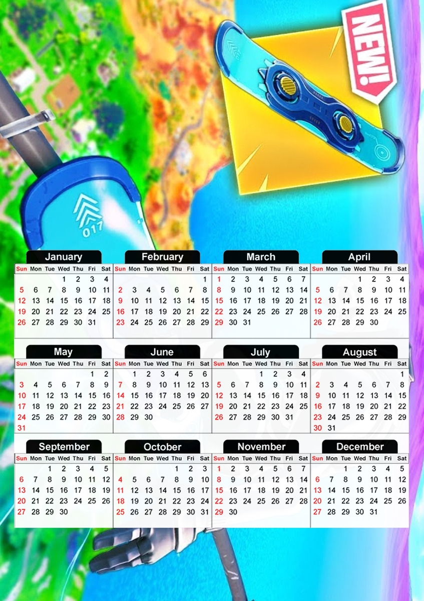 Hoverboard Fortnite - Driftboard für A3 Fotokalender 30x43cm