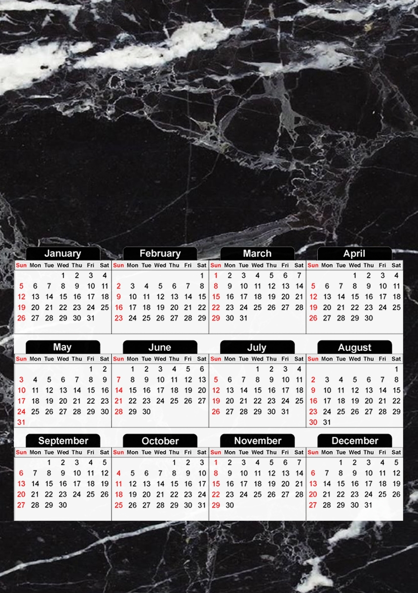 Initiale Marble Black Elegance für A3 Fotokalender 30x43cm