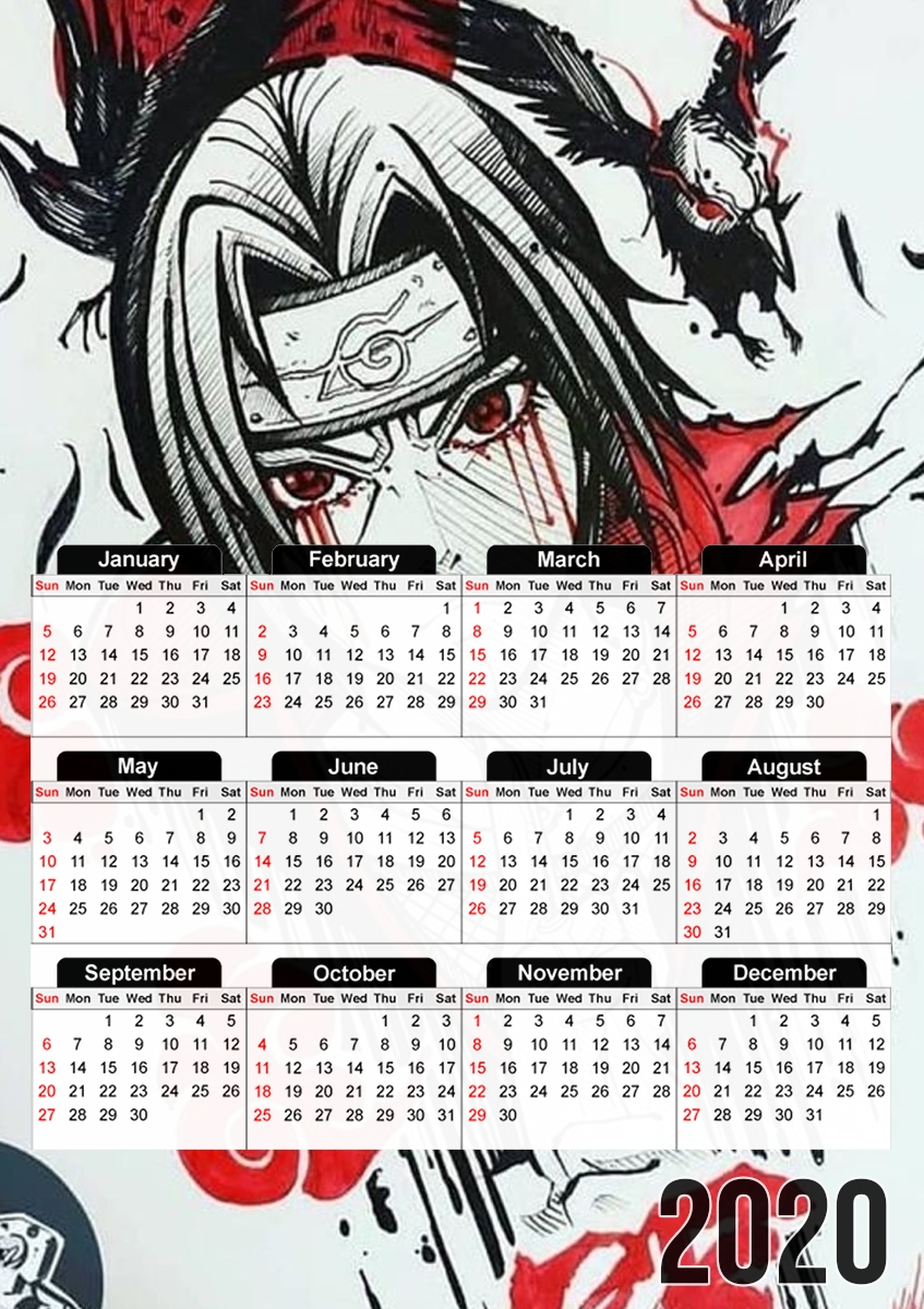 Itachi Blood Eyes Raven Akatsuki für A3 Fotokalender 30x43cm