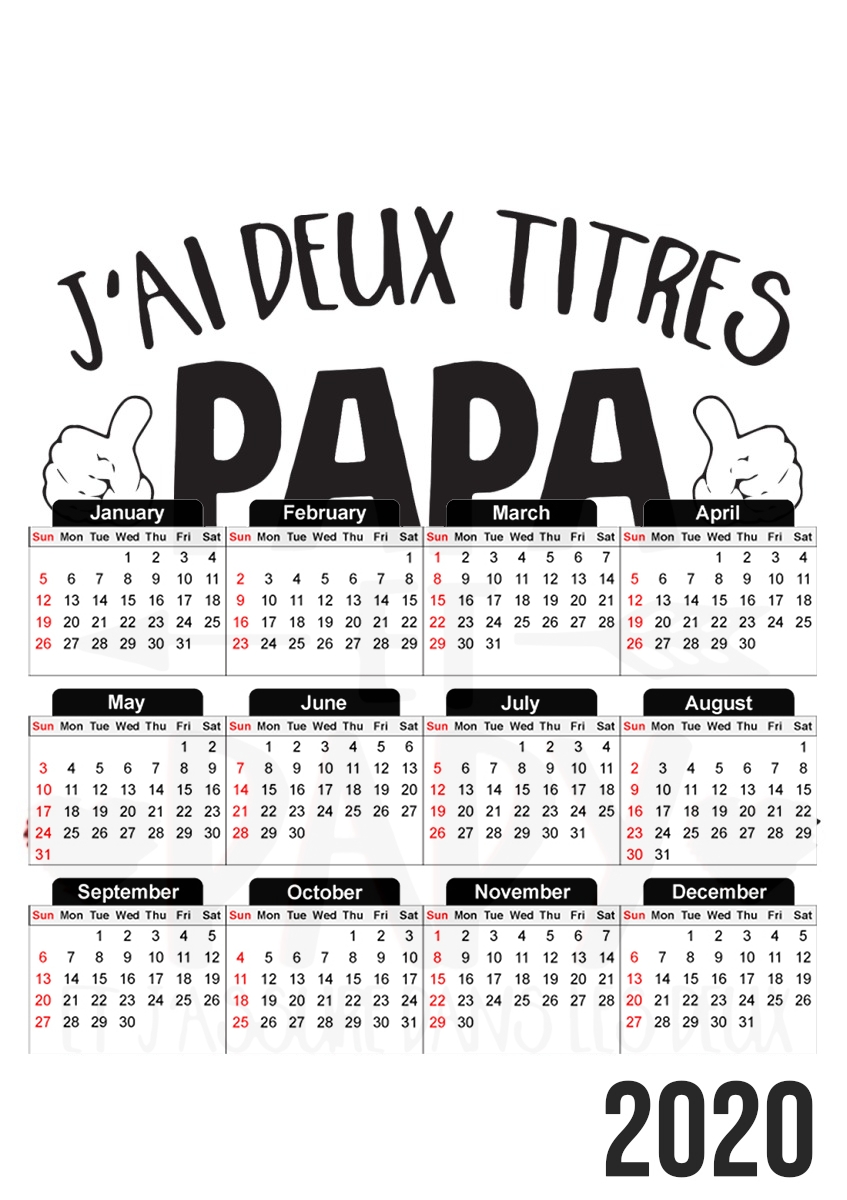 Jai deux titres Papa et Papy et jassure dans les deux für A3 Fotokalender 30x43cm