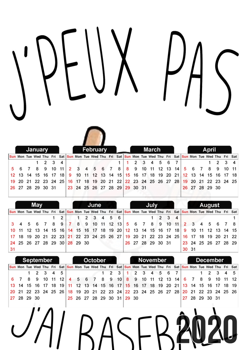 Je peux pas j'ai Baseball für A3 Fotokalender 30x43cm