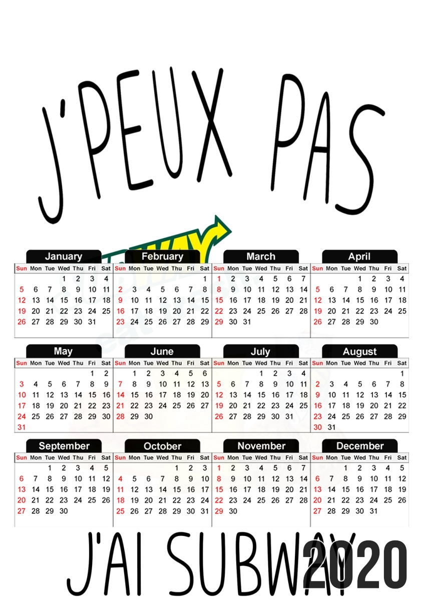 Je peux pas jai subway für A3 Fotokalender 30x43cm