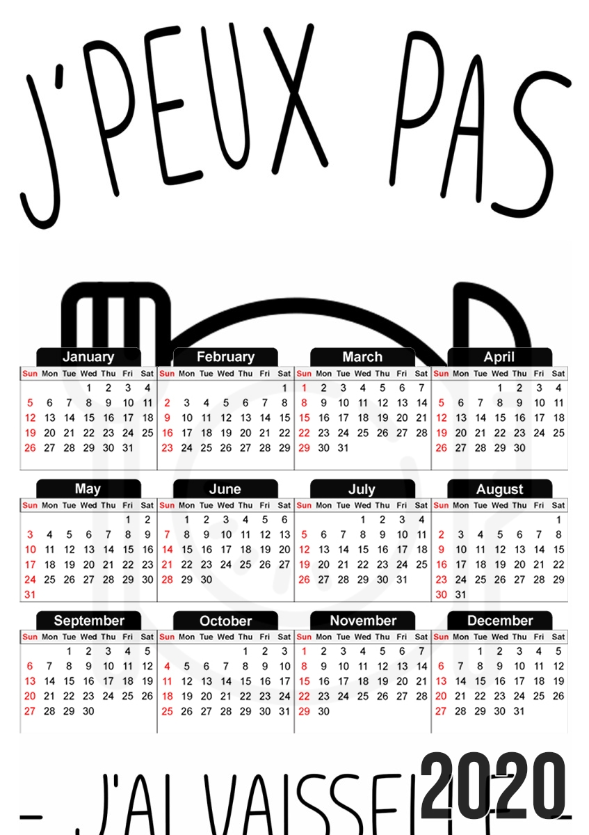 Je peux pas jai vaisselle für A3 Fotokalender 30x43cm