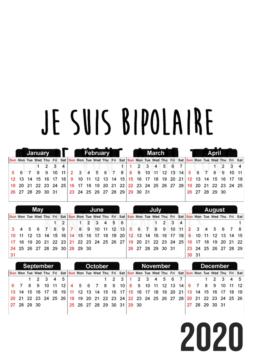 Je suis bipolaire et je vous aime tous für A3 Fotokalender 30x43cm