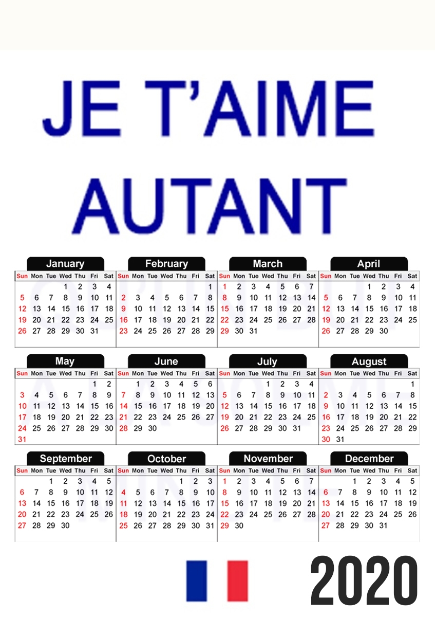 Je t aime autant qu un but a la 90eme minutes für A3 Fotokalender 30x43cm