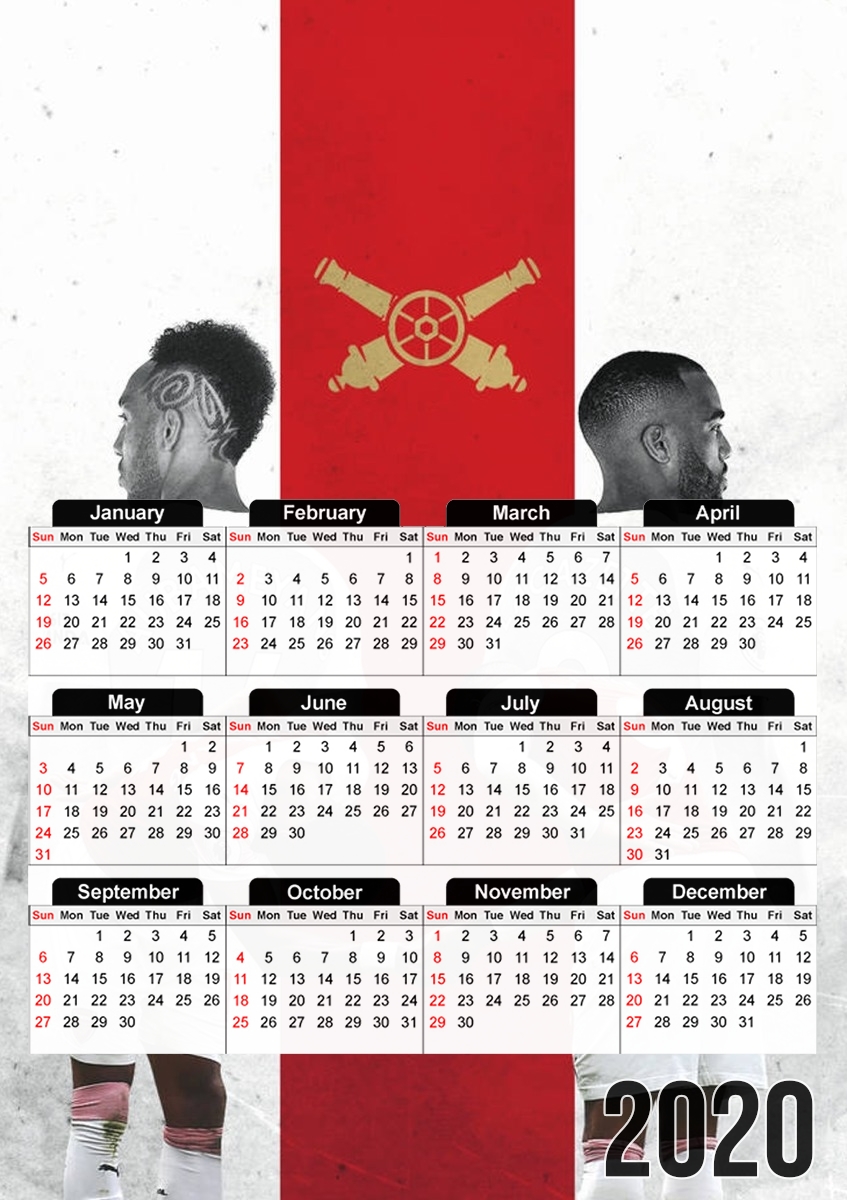 Lacazette x Aubameyang Celebration Art für A3 Fotokalender 30x43cm