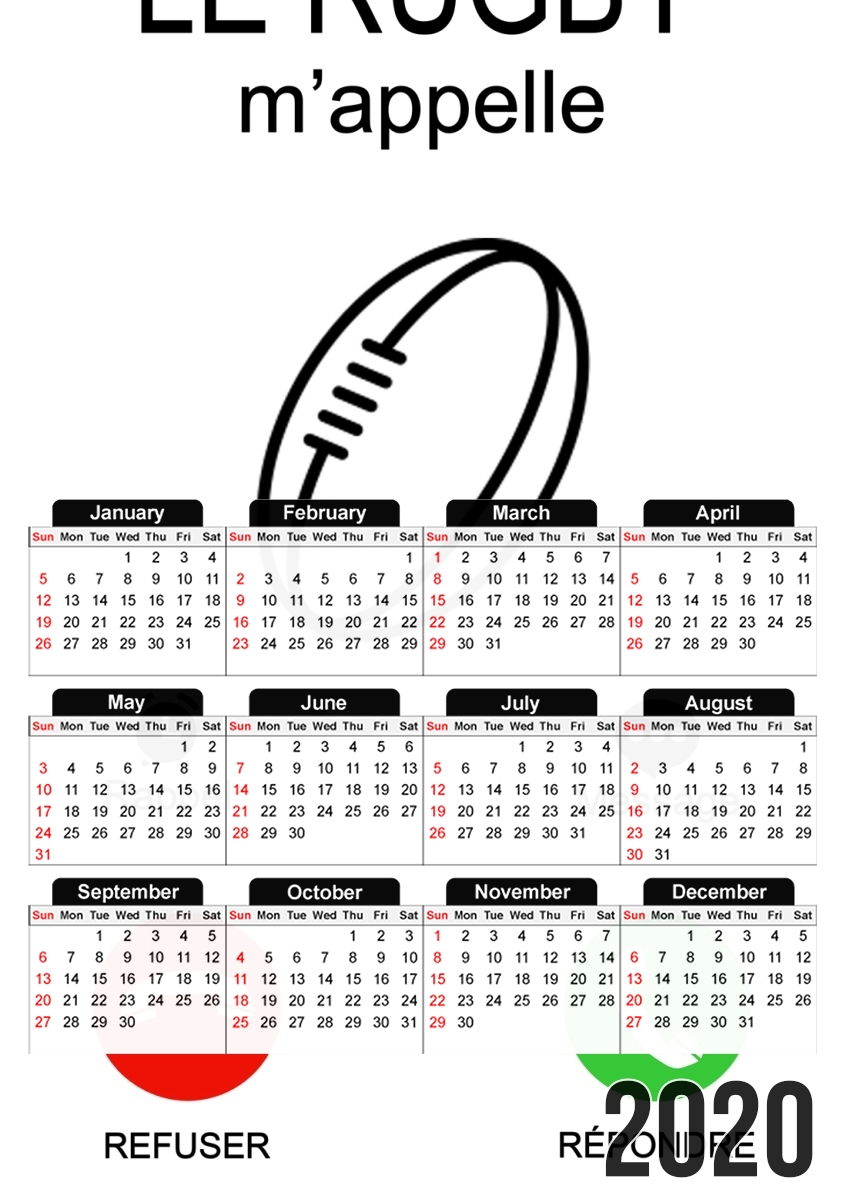 Le rugby mappelle für A3 Fotokalender 30x43cm