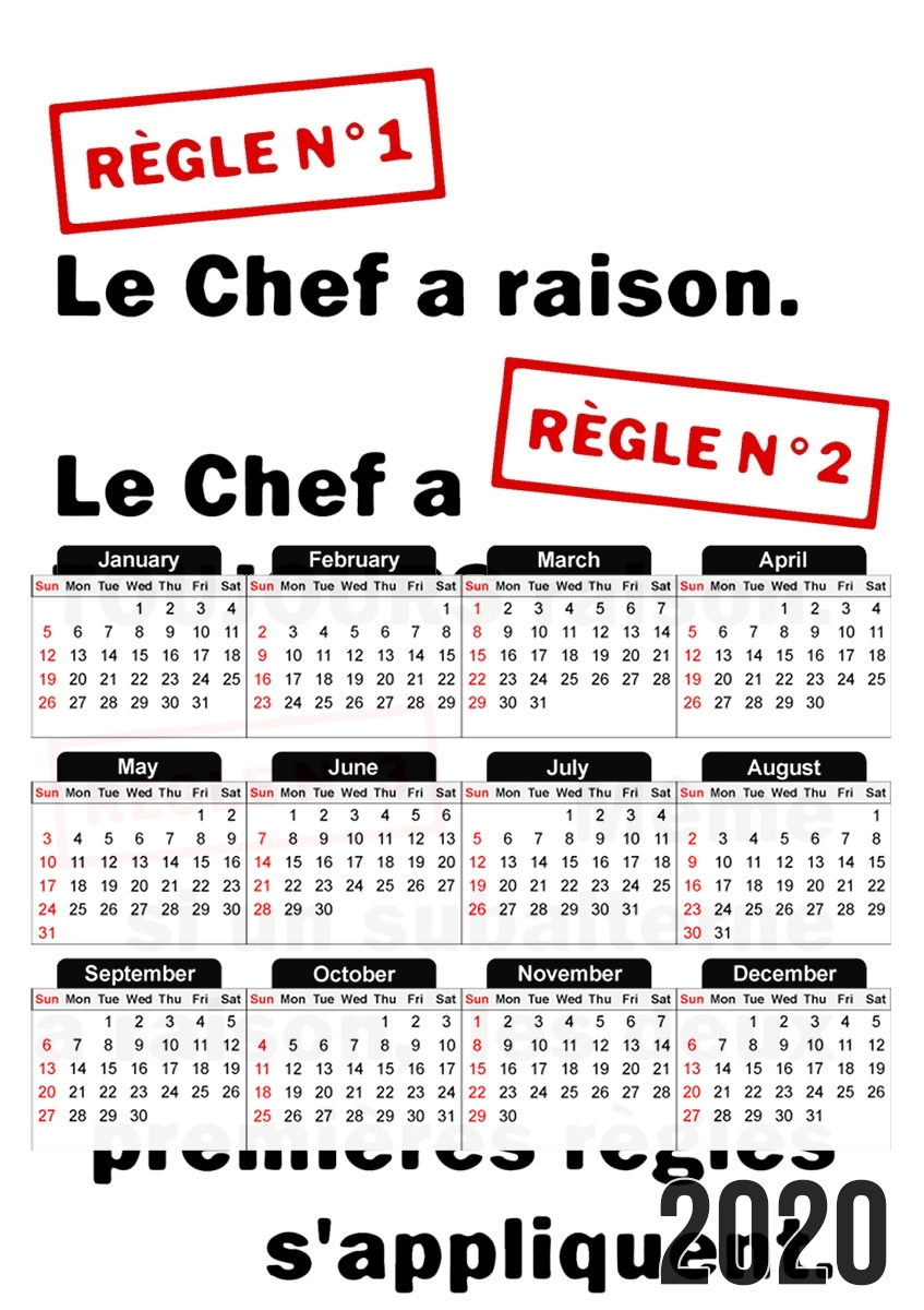 Les regles du chef für A3 Fotokalender 30x43cm