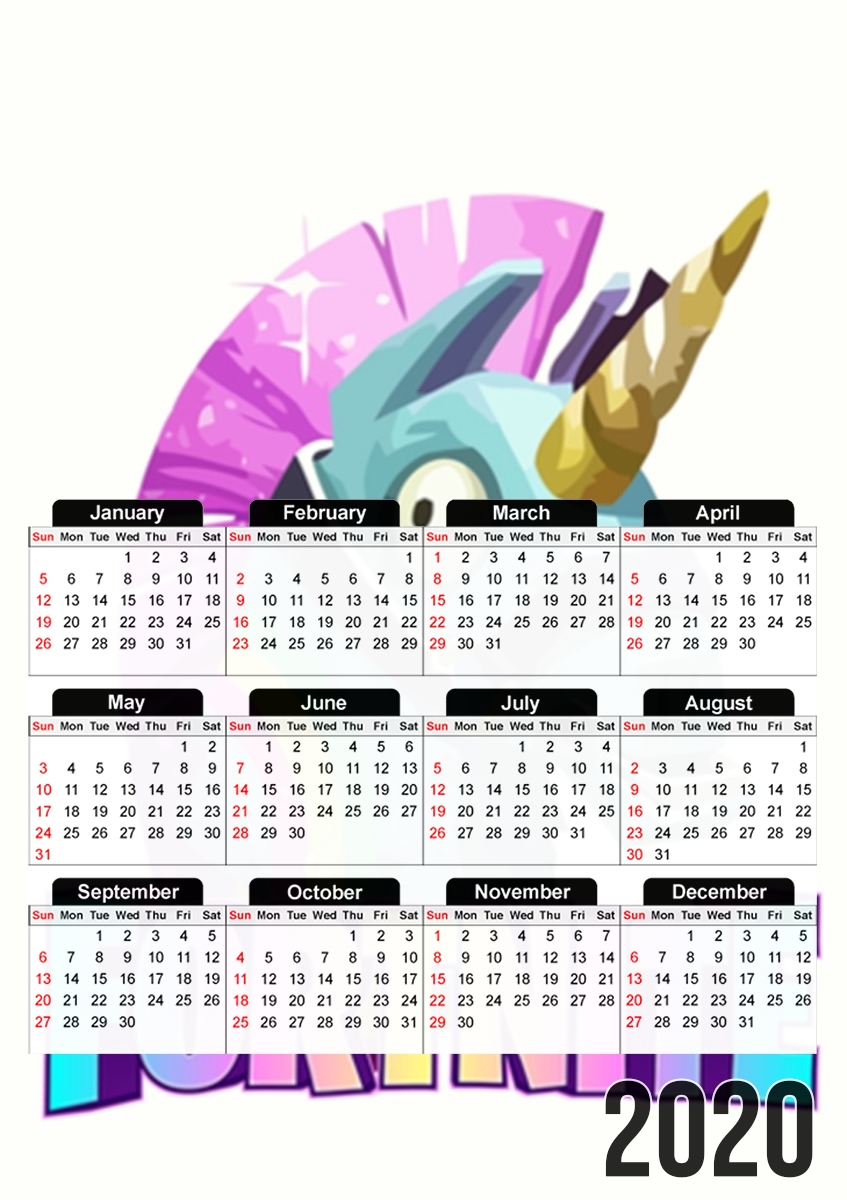 Unicorn Videospiele Fortnite für A3 Fotokalender 30x43cm
