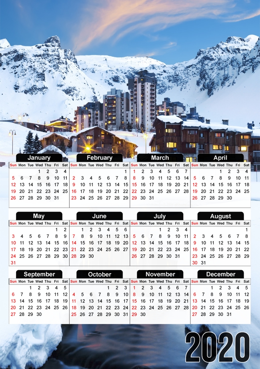 Llandscape and ski resort in french alpes tignes für A3 Fotokalender 30x43cm