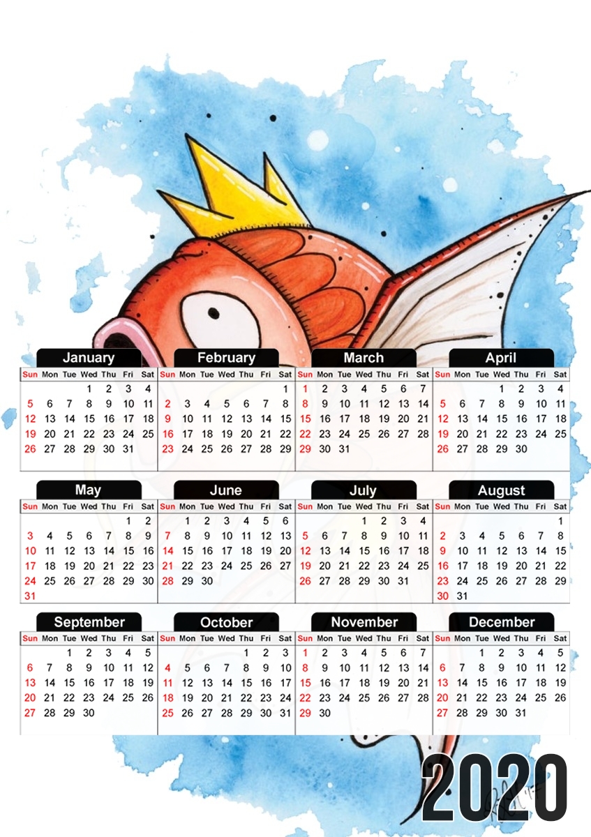 Magicarpe Pokemon Eau für A3 Fotokalender 30x43cm