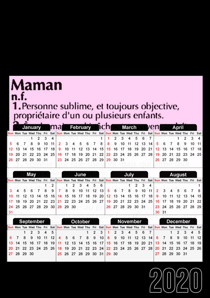 Maman definition dictionnaire für A3 Fotokalender 30x43cm