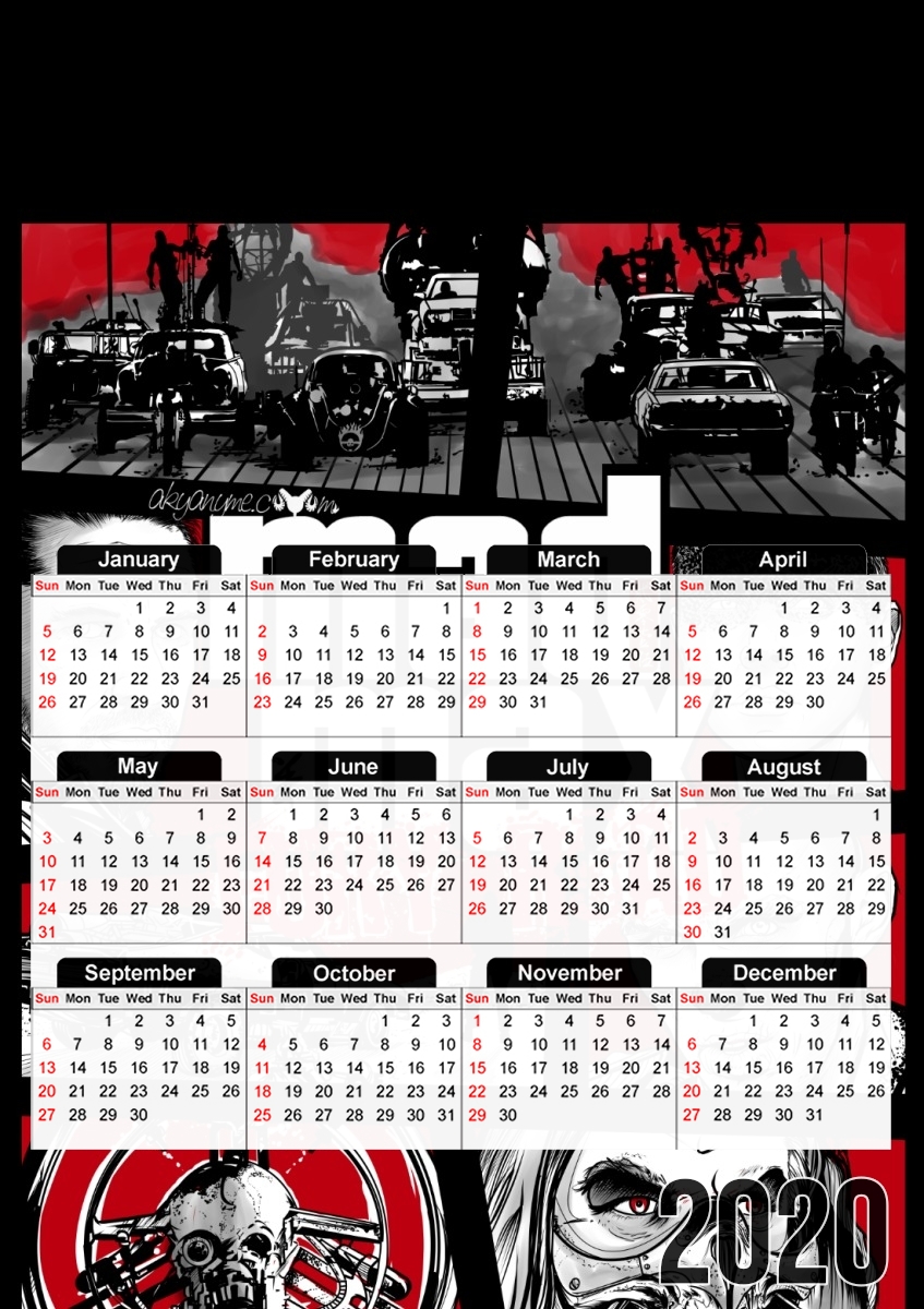 Mashup GTA Mad Max Fury Road für A3 Fotokalender 30x43cm