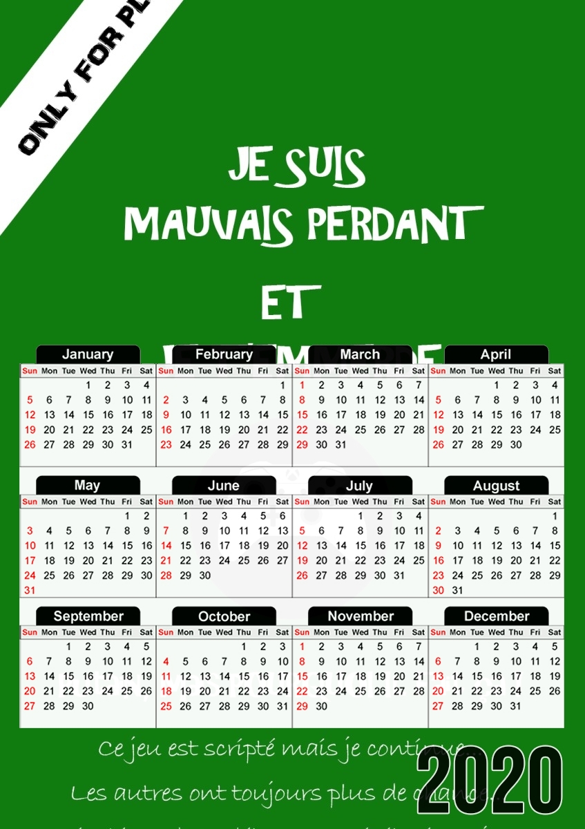 Mauvais perdant - Vert Xbox für A3 Fotokalender 30x43cm