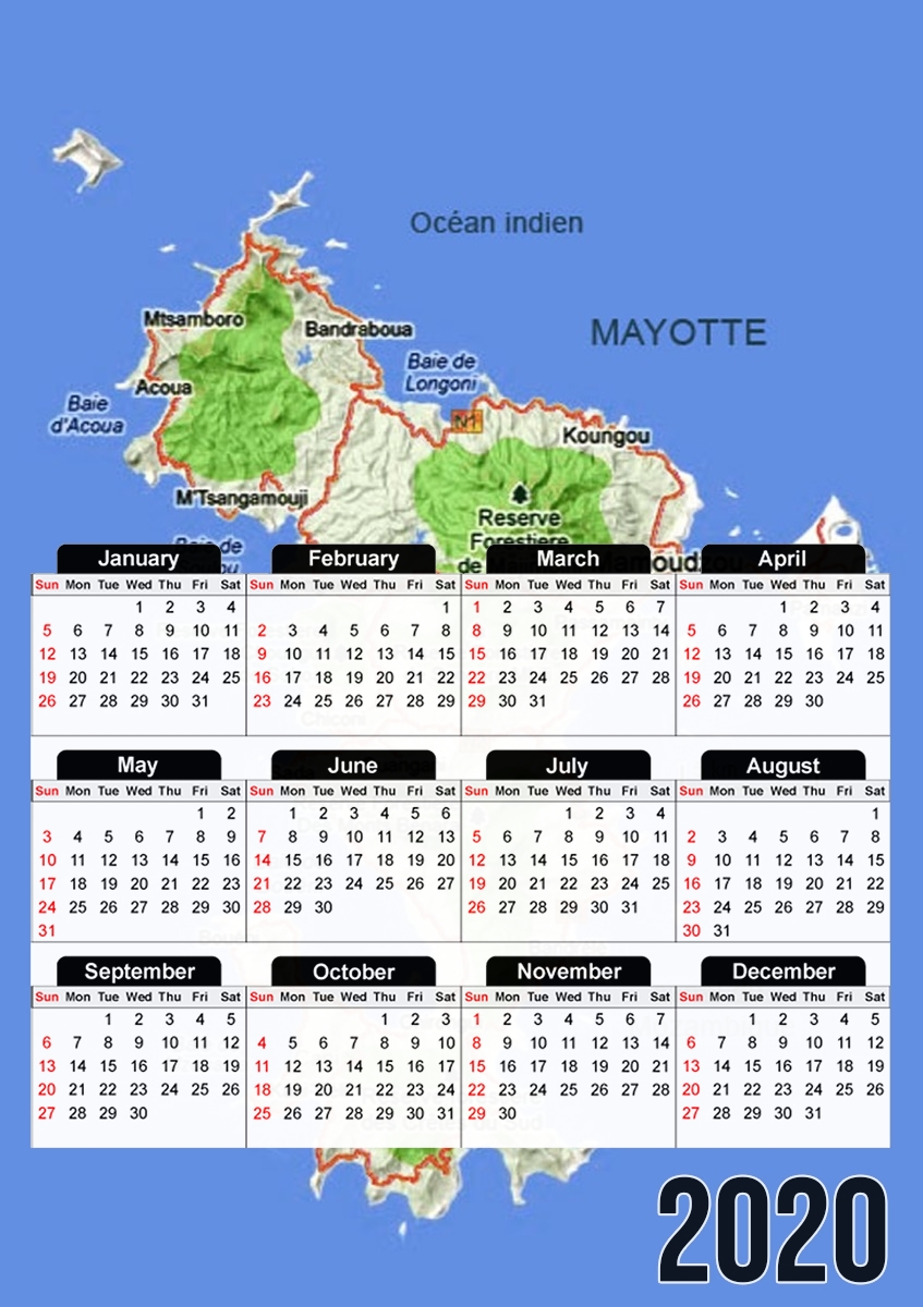 Mayotte Carte 976 für A3 Fotokalender 30x43cm