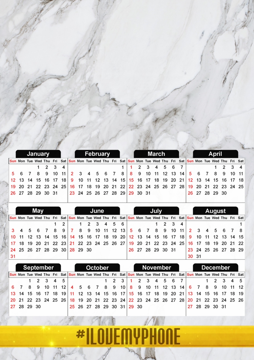 Minimal Marble White für A3 Fotokalender 30x43cm