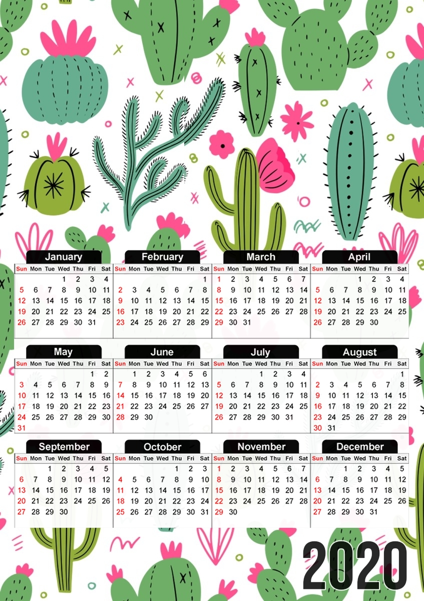 Minimalist pattern with cactus plants für A3 Fotokalender 30x43cm