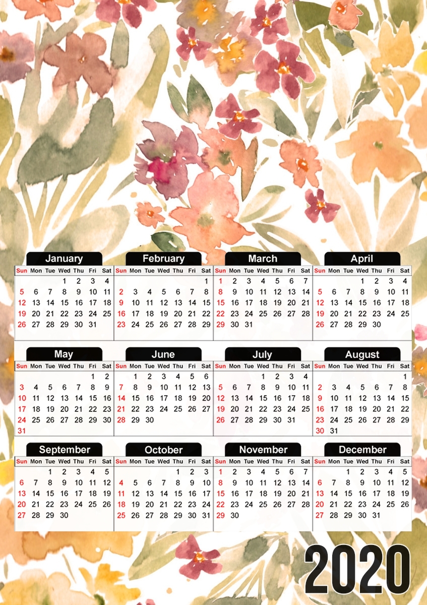 MODERN WATERCOLOR PASTEL FLORALS für A3 Fotokalender 30x43cm