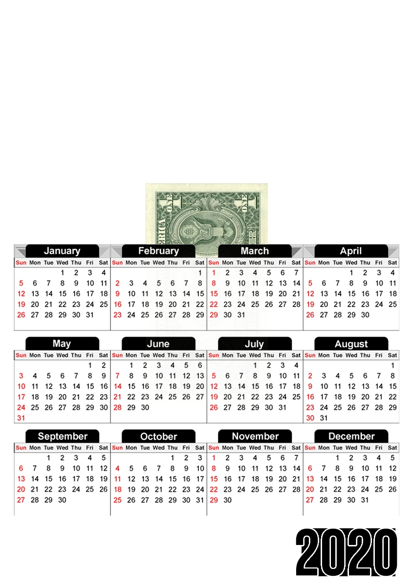 Money One Dollar für A3 Fotokalender 30x43cm