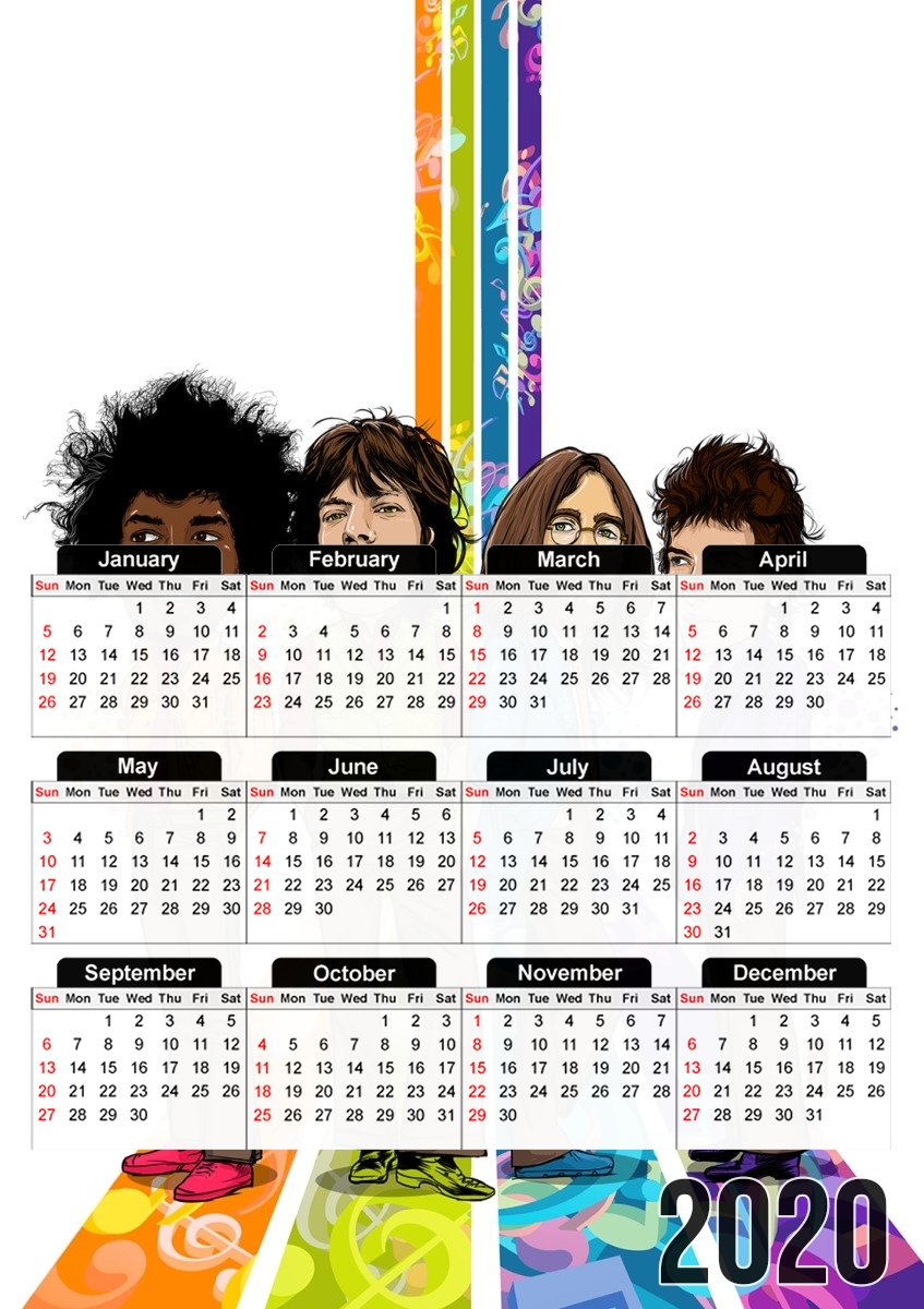 Music Legends: Lennon, Jagger, Dylan & Hendrix für A3 Fotokalender 30x43cm