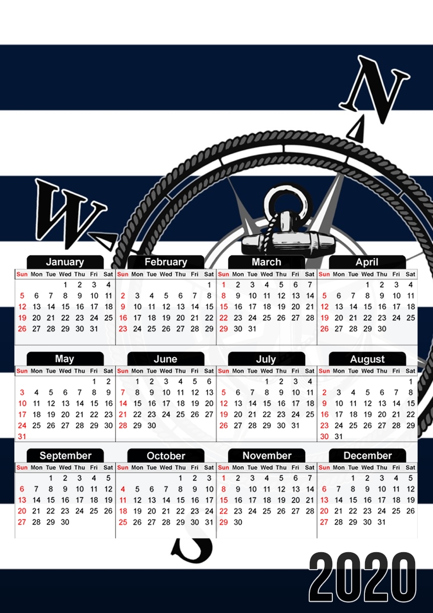 Navy Striped Nautica für A3 Fotokalender 30x43cm