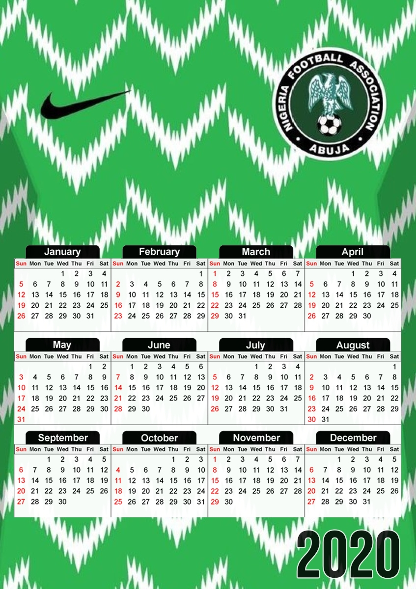 Nigeria World Cup Russia 2018 für A3 Fotokalender 30x43cm