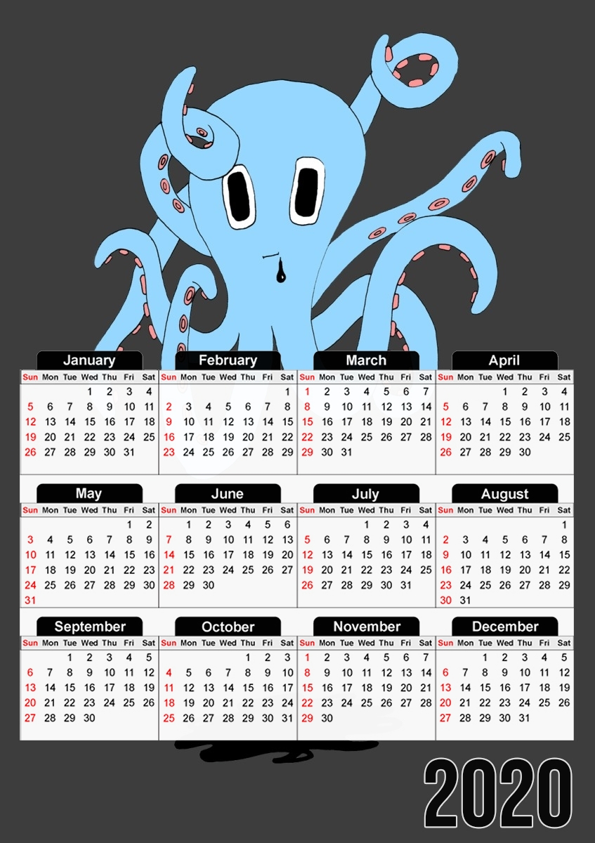 octopus Blue cartoon für A3 Fotokalender 30x43cm