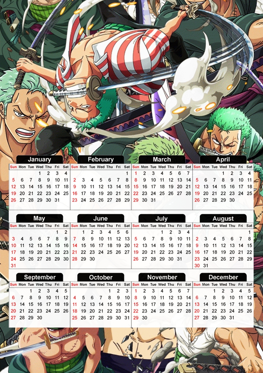 One Piece Zoro für A3 Fotokalender 30x43cm