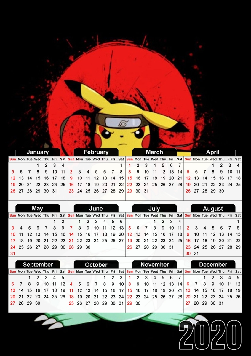 Pikachu Bulbasaur Naruto für A3 Fotokalender 30x43cm