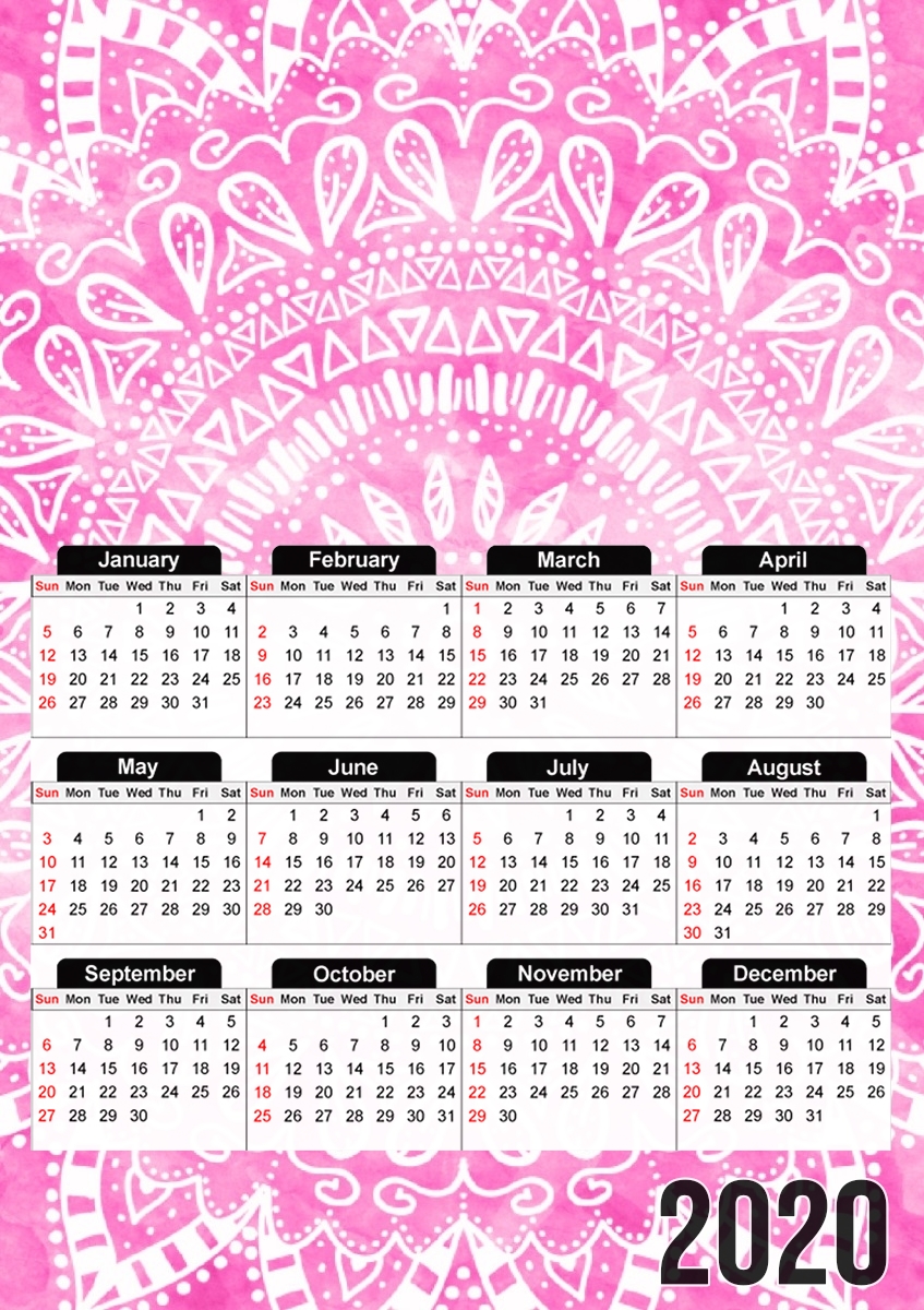 Pink Bohemian Boho Mandala für A3 Fotokalender 30x43cm