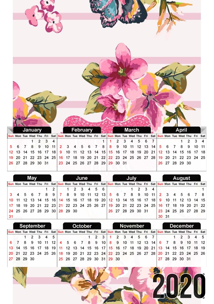 Pink floral Marinière - Love You Mom für A3 Fotokalender 30x43cm