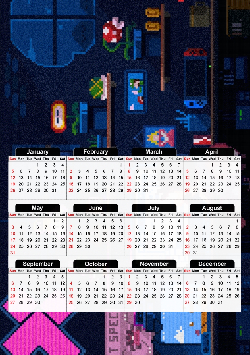Pixel Retro Gamer für A3 Fotokalender 30x43cm