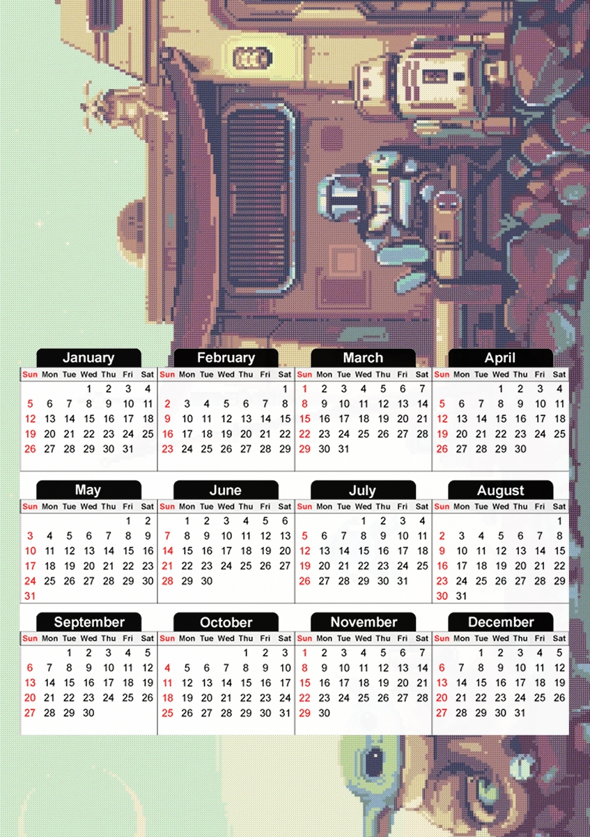 Pixel Retro Mandalorian für A3 Fotokalender 30x43cm