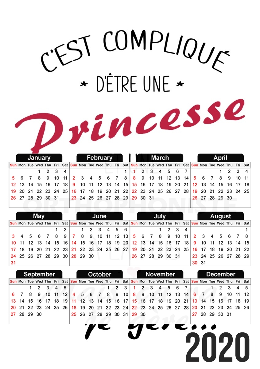 Princesse et orthophoniste für A3 Fotokalender 30x43cm