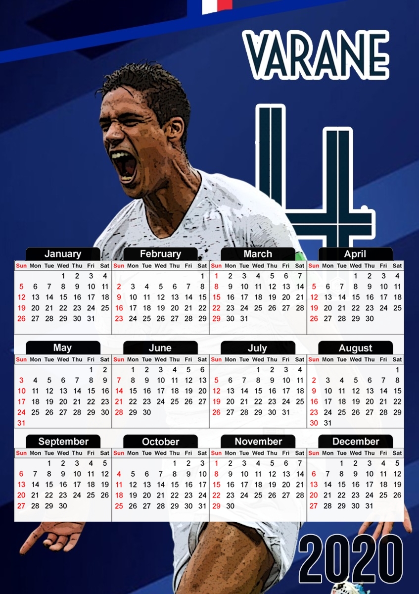 Raphael Varane Football Art für A3 Fotokalender 30x43cm