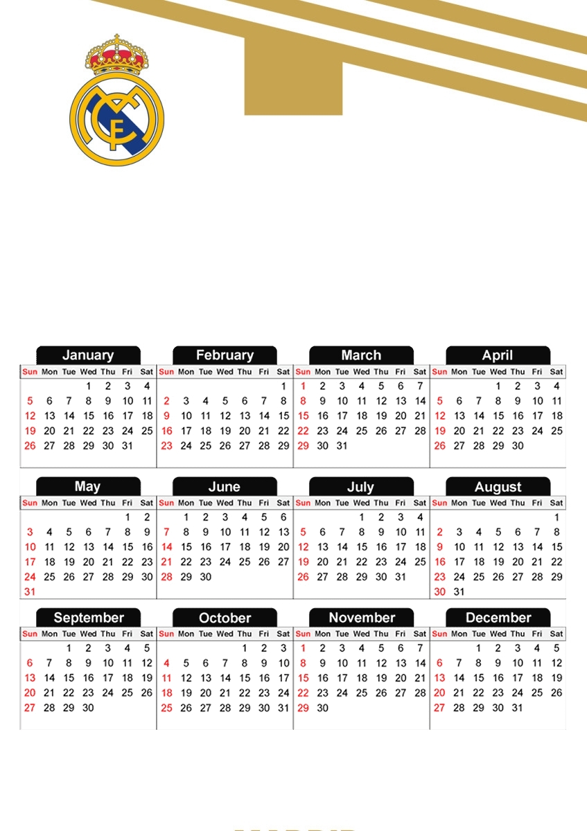 Real Madrid Football für A3 Fotokalender 30x43cm