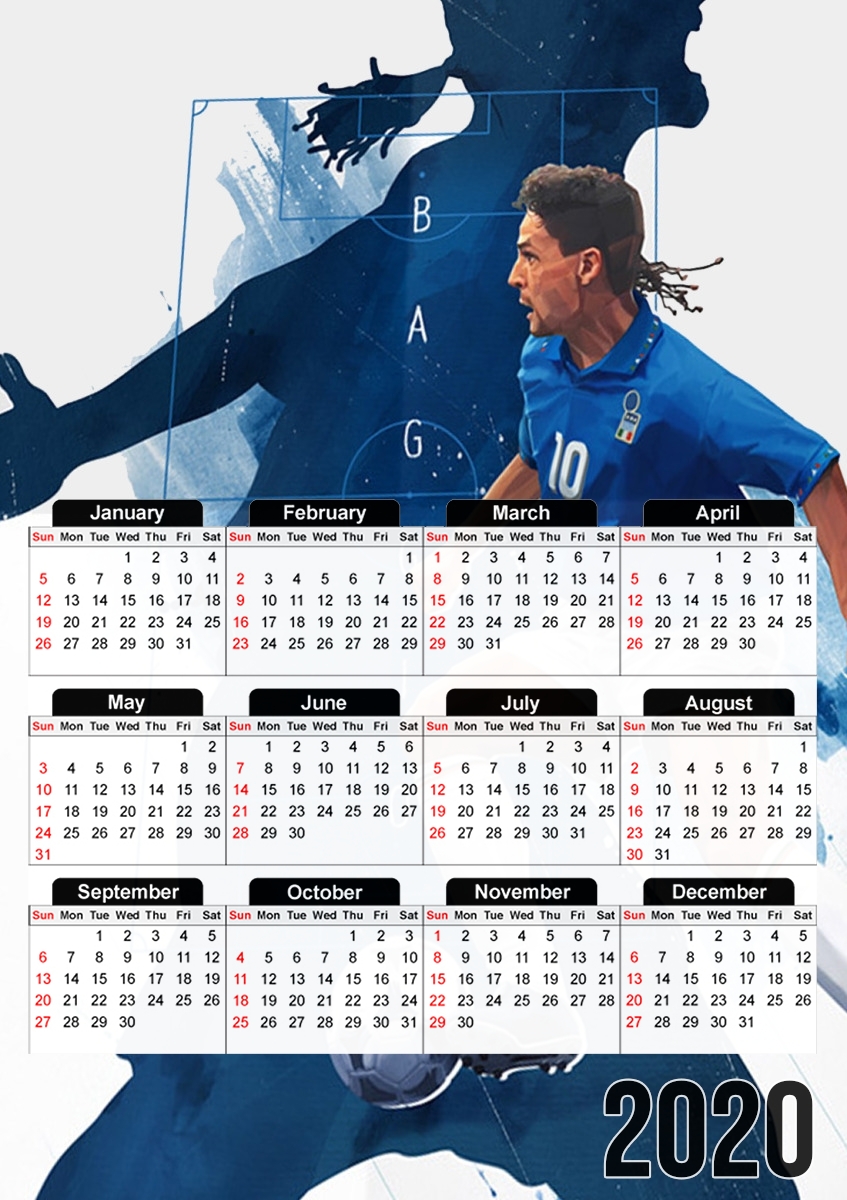 Roberto Baggio Italian Striker für A3 Fotokalender 30x43cm