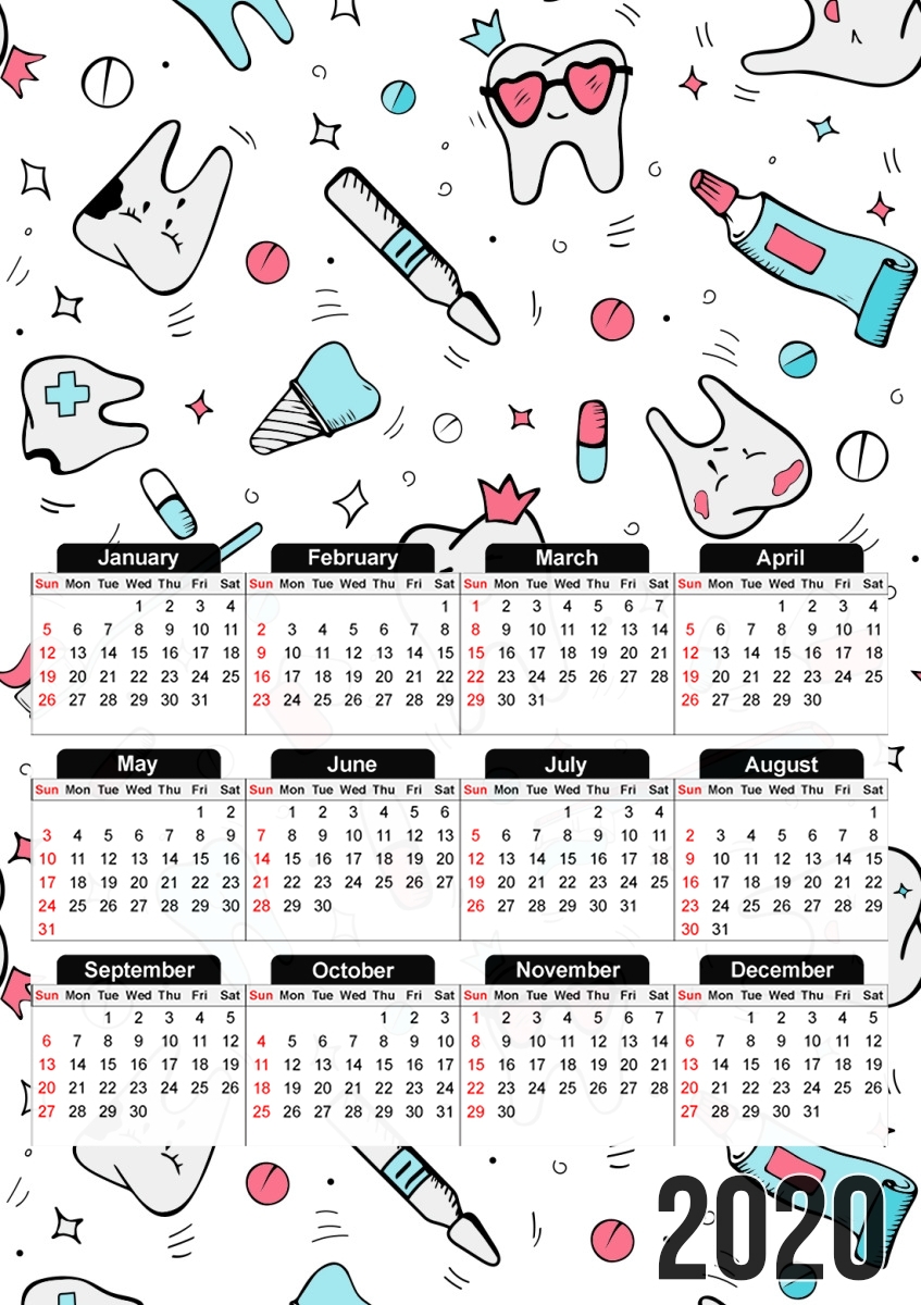 Seamless dental pattern with teeth toothpaste für A3 Fotokalender 30x43cm