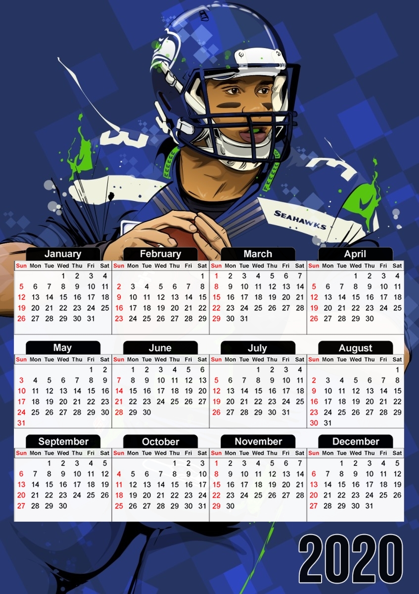 Seattle Seahawks: QB 3 - Russell Wilson für A3 Fotokalender 30x43cm