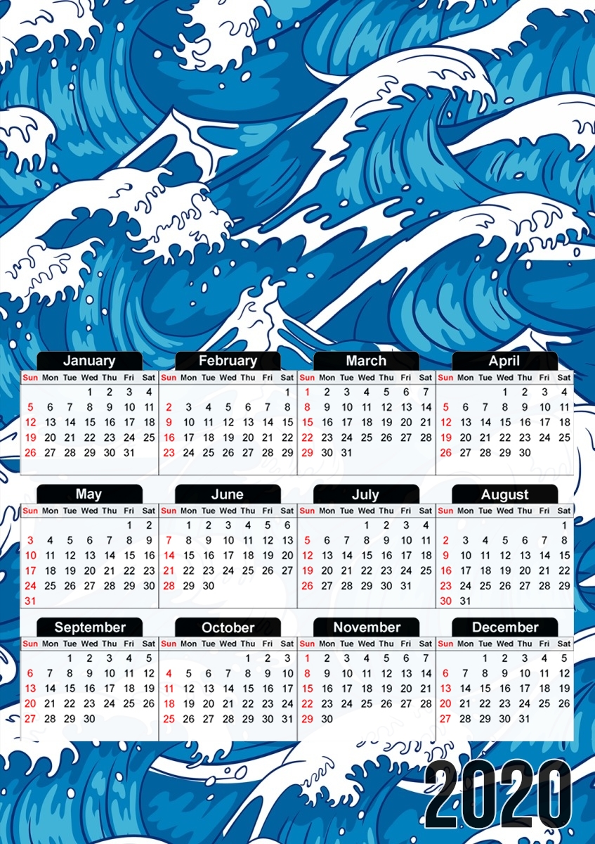 Storm waves seamless pattern ocean für A3 Fotokalender 30x43cm