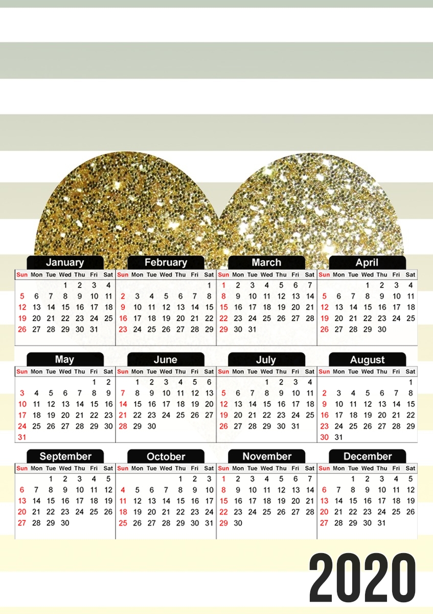 Sunny Gold Glitter Heart für A3 Fotokalender 30x43cm
