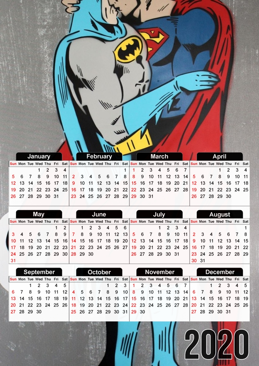 Superman And Batman Kissing For Equality für A3 Fotokalender 30x43cm