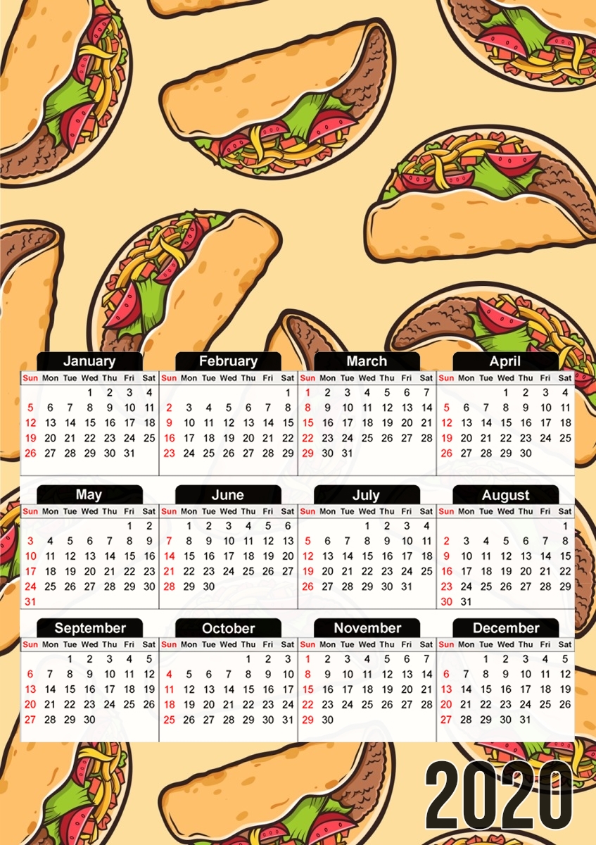 Taco seamless pattern mexican food für A3 Fotokalender 30x43cm