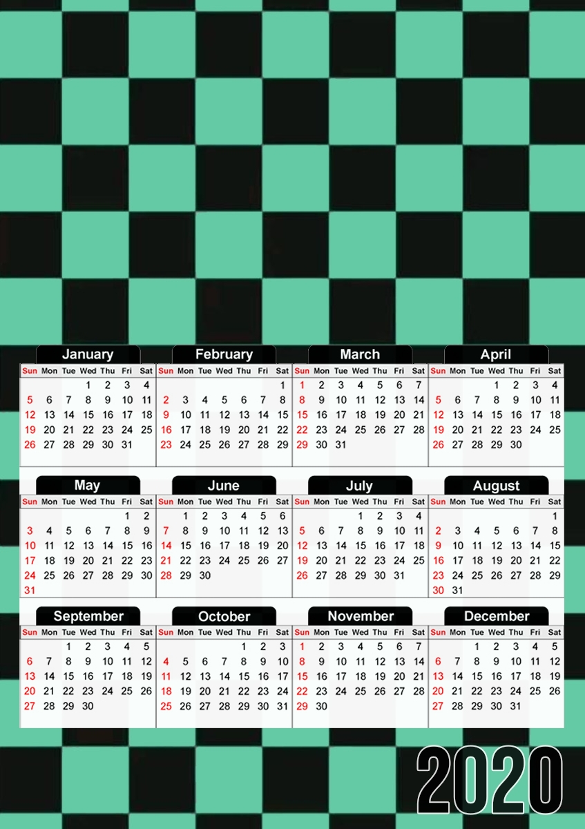 Tanjiro Pattern Green Square für A3 Fotokalender 30x43cm