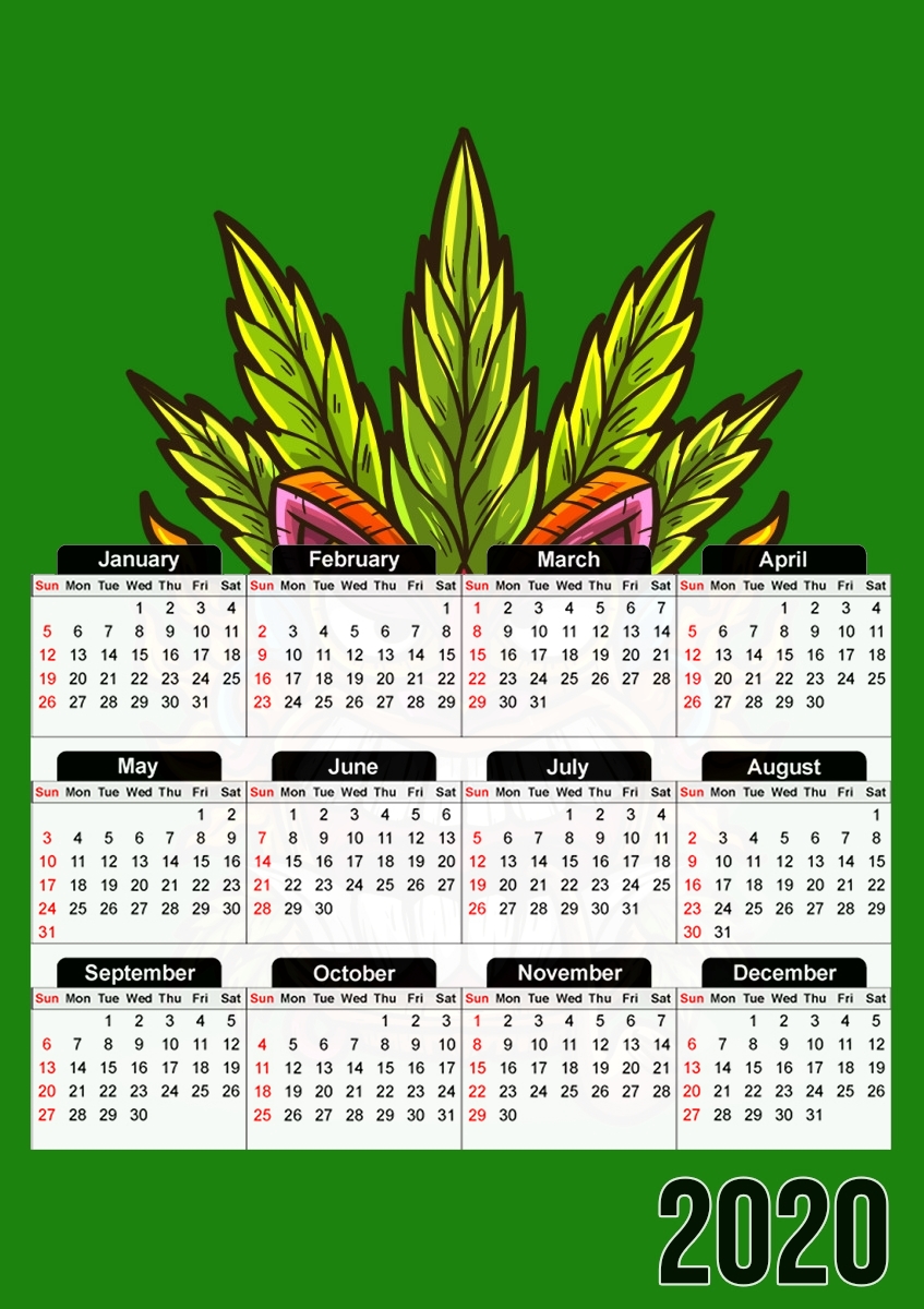 Tiki mask cannabis weed smoking für A3 Fotokalender 30x43cm