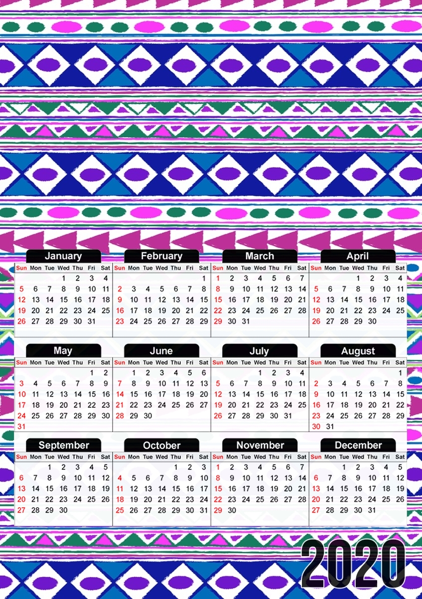 Tribalfest pink and purple aztec für A3 Fotokalender 30x43cm