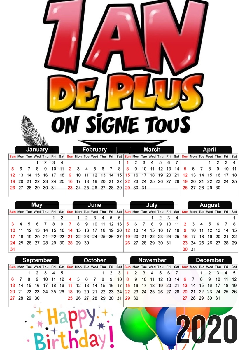 Un An de plus Cadeau anniversaire a dedicacer für A3 Fotokalender 30x43cm