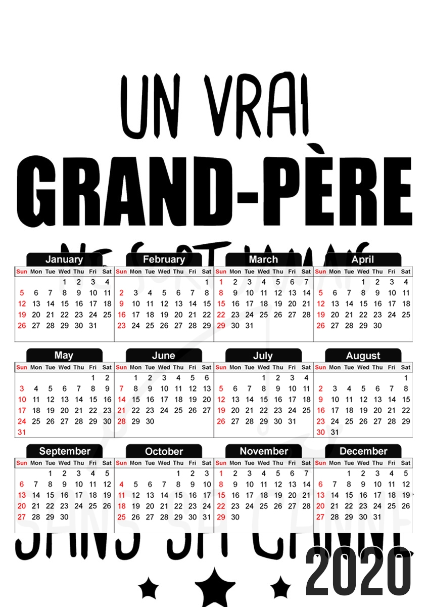 Un grand pere ne sort jamais sans sa canne Cadeau pecheur für A3 Fotokalender 30x43cm