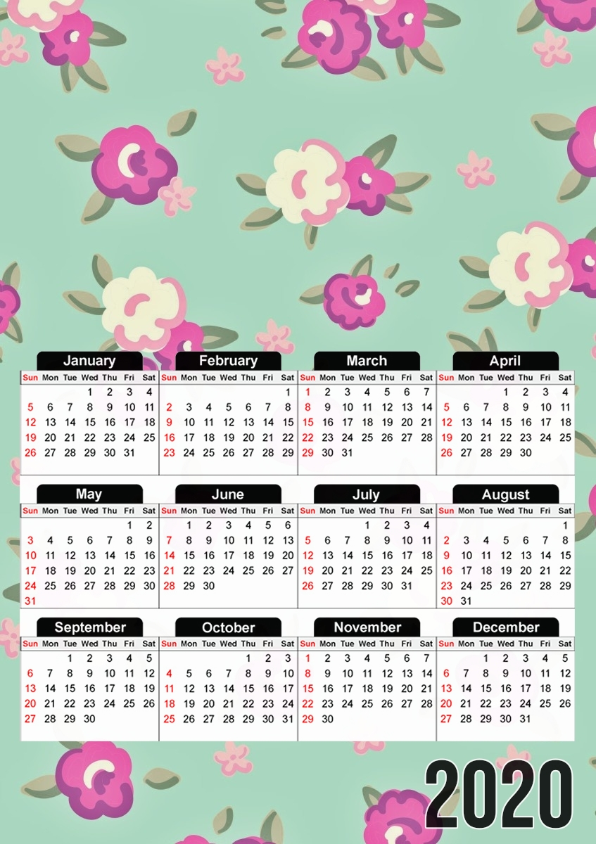 Vintage Roses Pattern für A3 Fotokalender 30x43cm